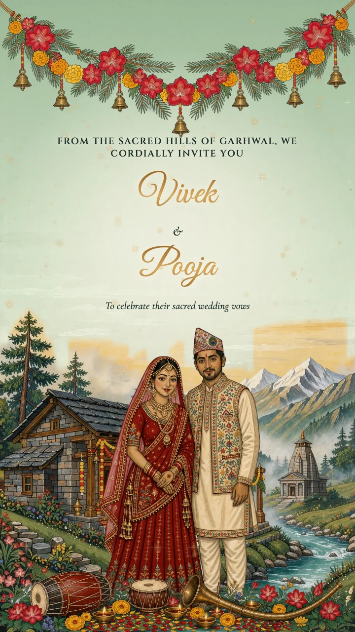 Garhwali Valley Wedding Invitation video template preview