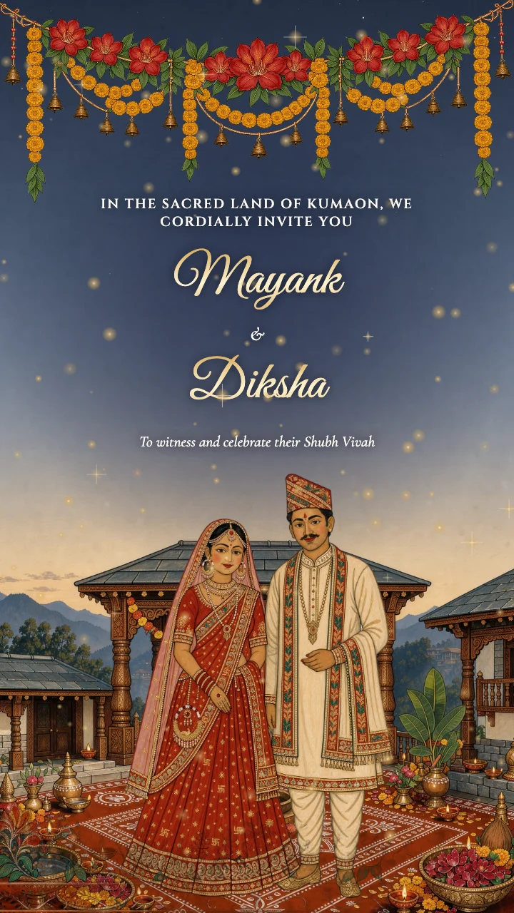 Kumaoni Aipan Wedding Invitation video template preview