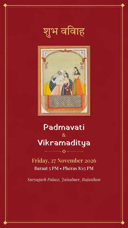Rajasthani Miniature Art Wedding Invitation video template preview