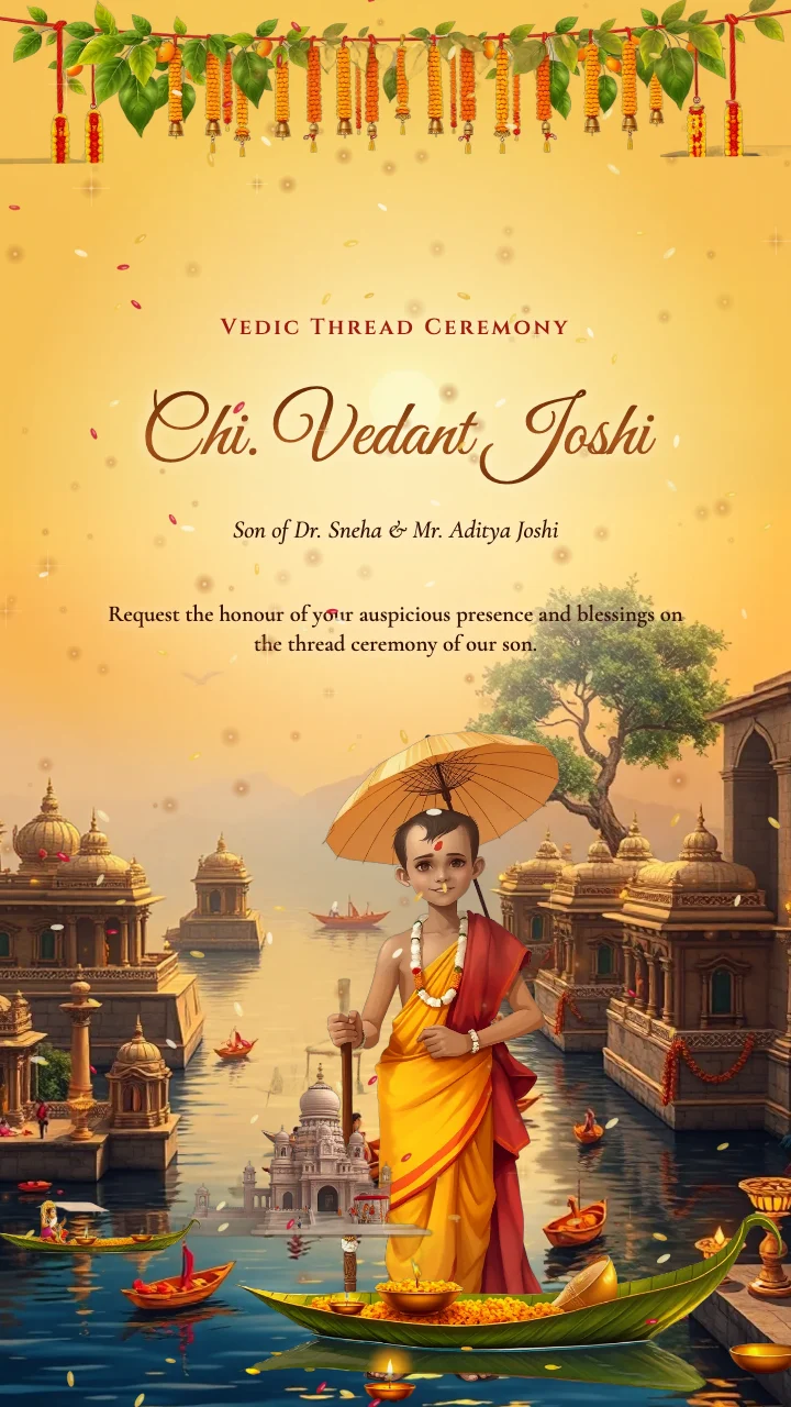 Vedic Thread Ceremony Invitation video template preview